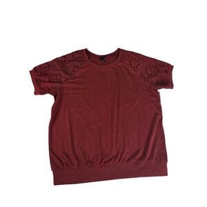 Torrid Burnt Orange Top Eyelet Lace Size 0/12 Elastic Waist